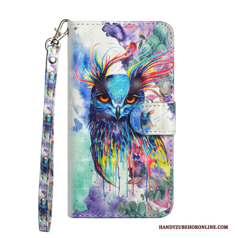 Custodia Huawei P20 Pelle Anti-caduta Uccello, Cover Huawei P20 Folio Verdetelefono
