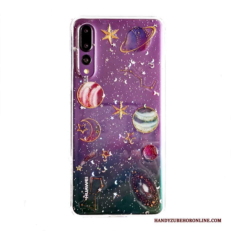Custodia Huawei P20 Pro Creativo Personalizza Porpora, Cover Huawei P20 Pro Silicone Telefono Stellato