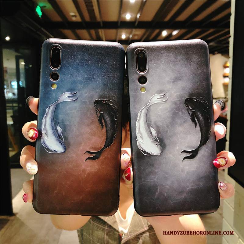 Custodia Huawei P20 Pro Goffratura Anti-caduta Grigio, Cover Huawei P20 Pro Protezione Morbidotelefono