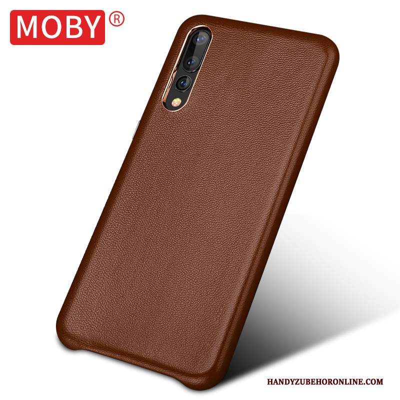 Custodia Huawei P20 Pro Pelle Marrone Affari, Cover Huawei P20 Pro Protezione Telefono Piccola