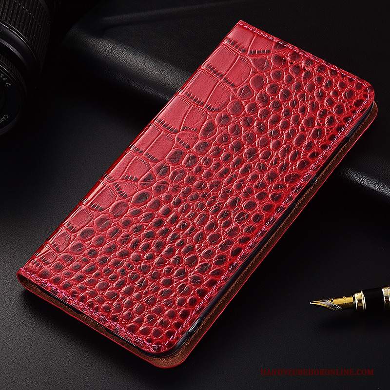 Custodia Huawei P20 Pro Pelle Telefono Rosso, Cover Huawei P20 Pro Folio Morbido Modello Coccodrillo