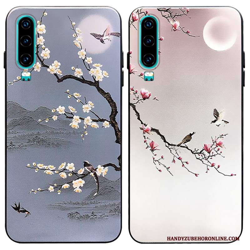 Custodia Huawei P30 Creativo Blu Marchio Di Tendenza, Cover Huawei P30 Vintage Amanti Vento