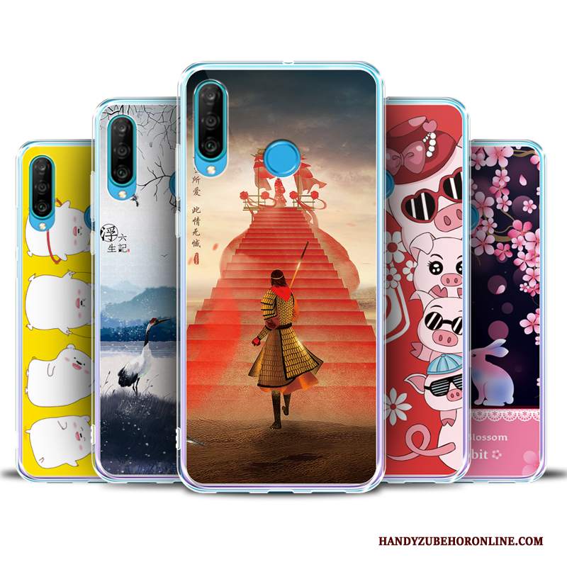 Custodia Huawei P30 Lite Protezione Rosso Morbido, Cover Huawei P30 Lite Telefono Ornamenti Appesi