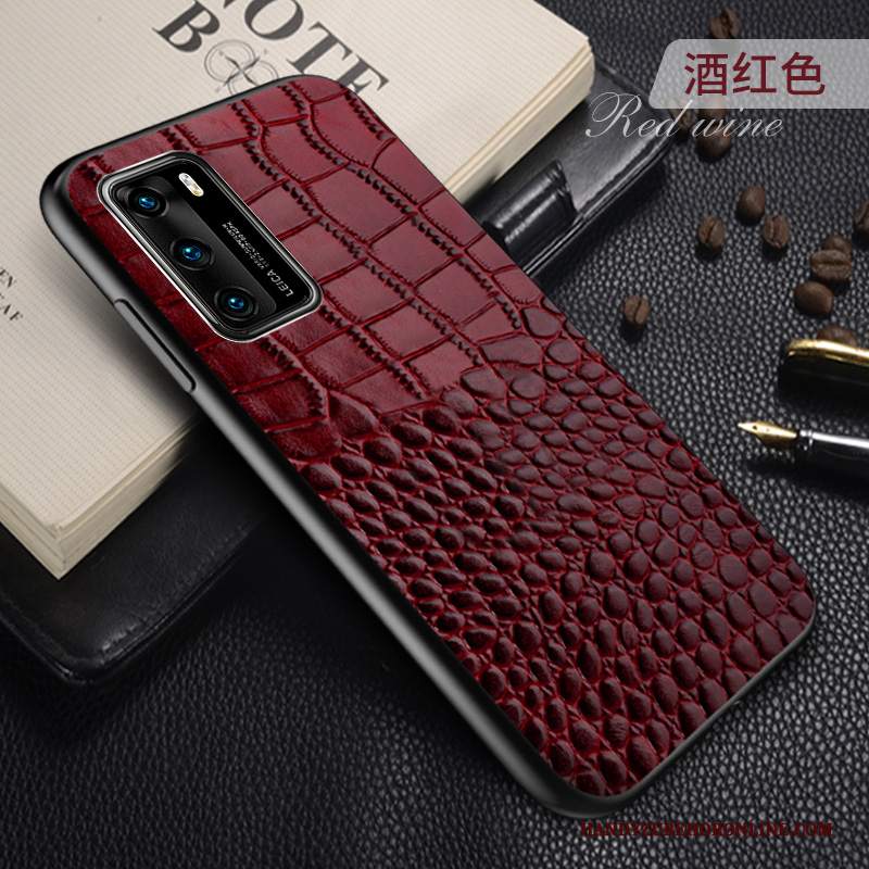 Custodia Huawei P40 Creativo Supporto Rosso, Cover Huawei P40 Pelle Di Personalità Anti-caduta