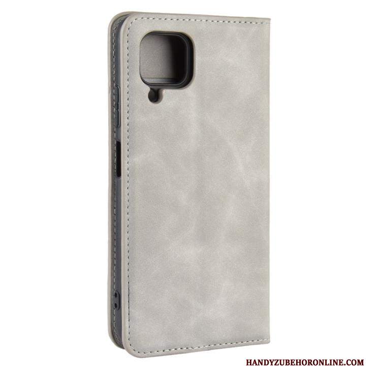 Custodia Huawei P40 Lite Pelle Grigio Supporto, Cover Huawei P40 Lite Folio Telefono Affari