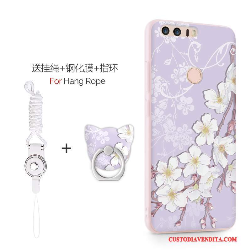 Custodia Huawei P8 Lite 2017 Silicone Porpora Gioventù, Cover Huawei P8 Lite 2017 Protezione Maglia Chiaro