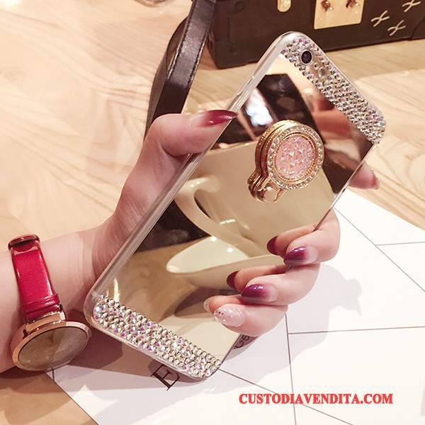 Custodia Huawei P8 Lite Strass Oro Gioventù, Cover Huawei P8 Lite Silicone Telefono Specchio