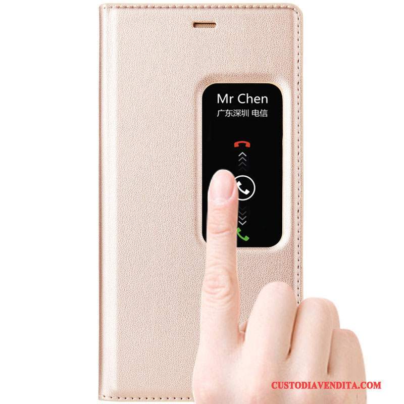Custodia Huawei P8 Pelle Telefono Alto, Cover Huawei P8 Protezione Oro