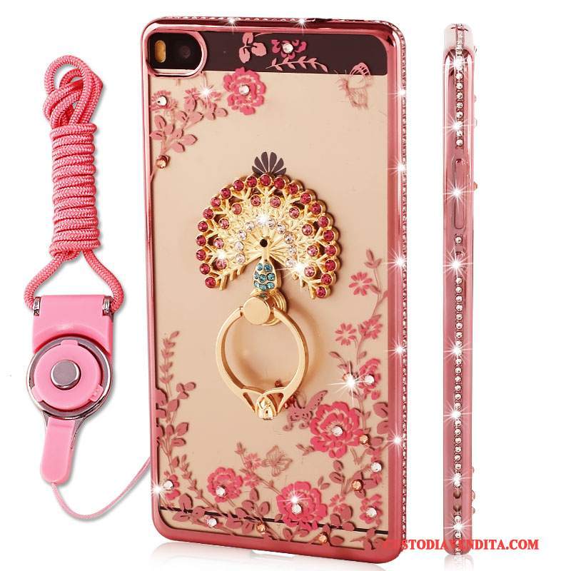 Custodia Huawei P8 Strass Morbidotelefono, Cover Huawei P8 Silicone Rosa