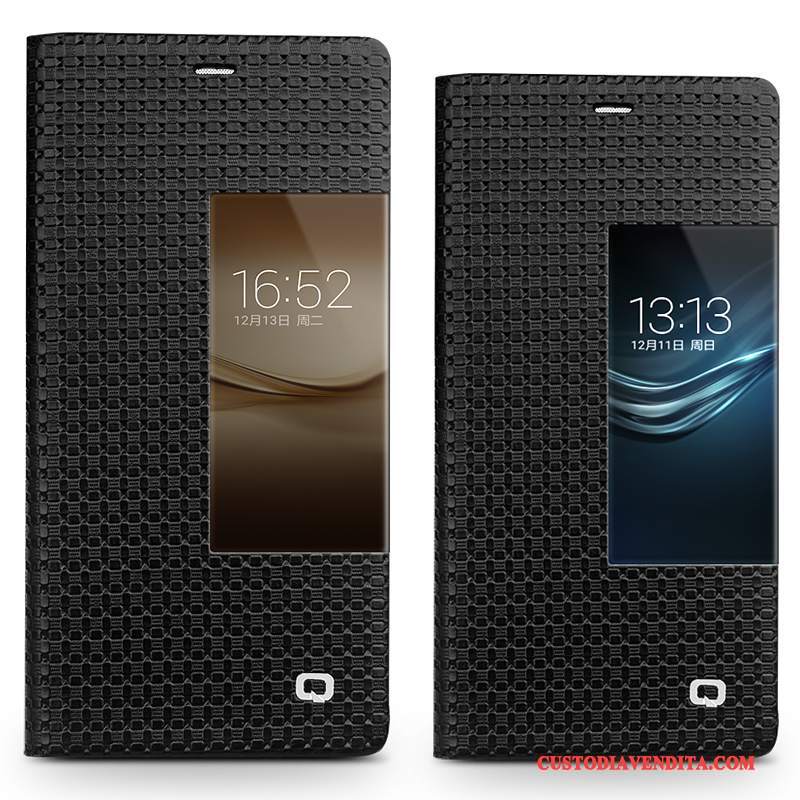 Custodia Huawei P9 Folio Nero Affari, Cover Huawei P9 Pelle Telefono Dormienza
