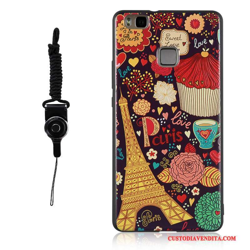 Custodia Huawei P9 Lite Goffratura Anti-caduta Rosa, Cover Huawei P9 Lite Silicone Telefono Morbido