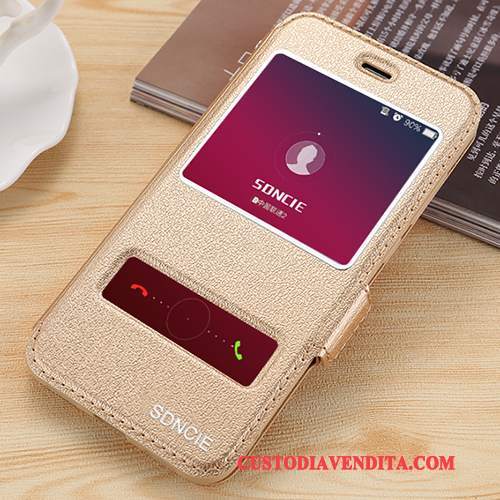 Custodia Huawei P9 Lite Pelle Telefono Oro, Cover Huawei P9 Lite Folio Gioventù