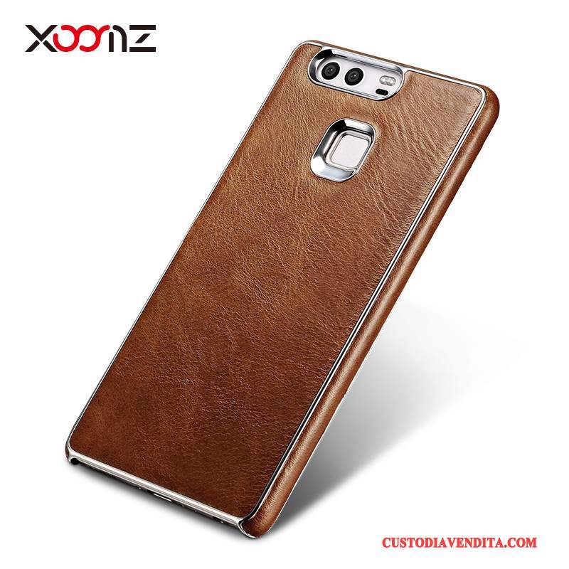 Custodia Huawei P9 Pelle Lusso Anti-caduta, Cover Huawei P9 Protezione Telefono Metallo
