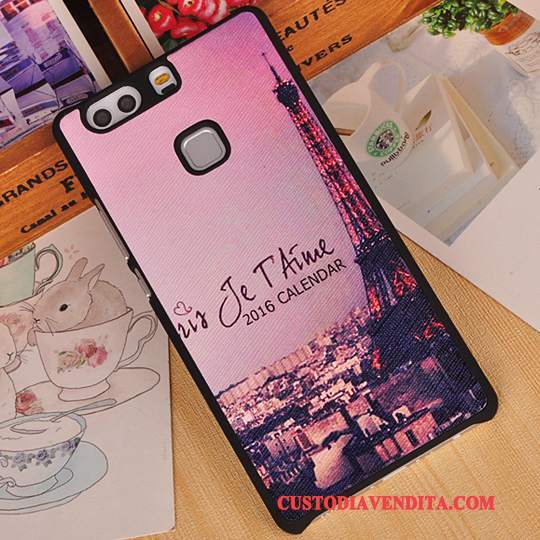 Custodia Huawei P9 Plus Protezione Anti-caduta Telaio, Cover Huawei P9 Plus Cartone Animato Rosa Difficile