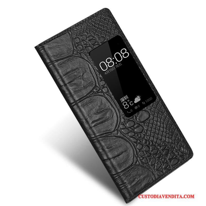 Custodia Huawei P9 Protezione Telefono Dormienza, Cover Huawei P9 Pelle Anti-caduta Nero