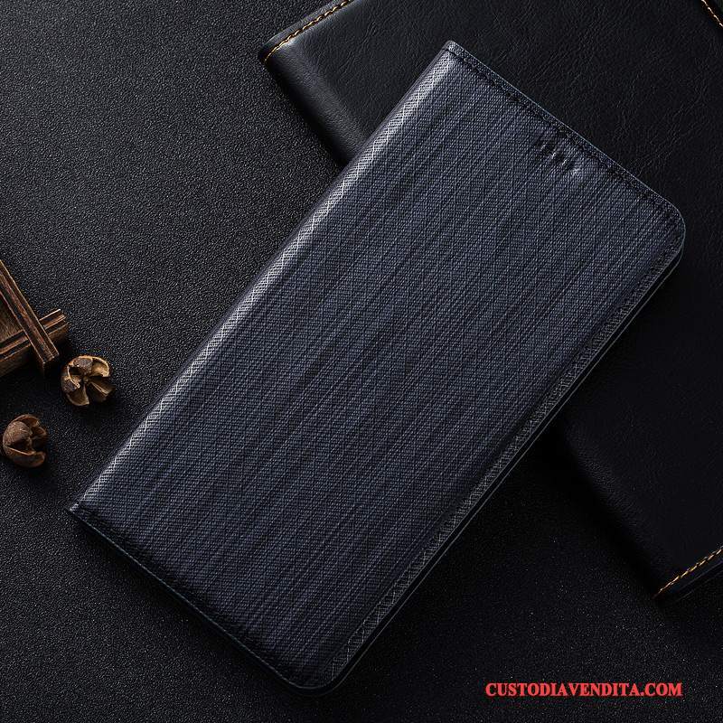 Custodia Huawei Y6 Pro 2017 Folio Blu Scuro A Quadri, Cover Huawei Y6 Pro 2017 Pelle Telefono