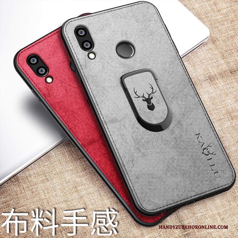 Custodia Huawei Y7 2019 Silicone Panno Morbido, Cover Huawei Y7 2019 Protezione Grigio Tutto Incluso