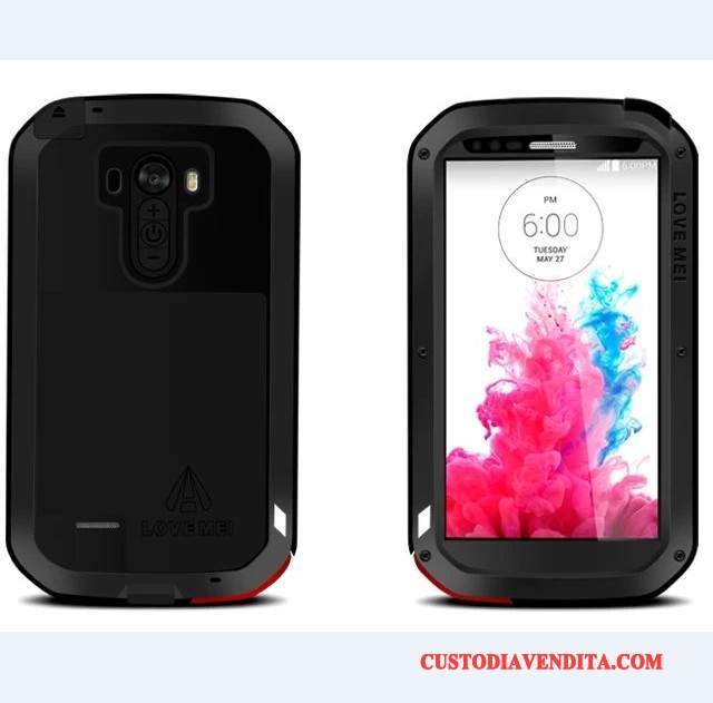 Custodia Lg G3 Silicone Metallotelefono, Cover Lg G3 Protezione Tre Difese Vetro Temperato