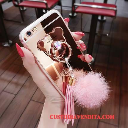 Custodia Lg G6 Silicone Rosa Ring, Cover Lg G6 Palla Di Pelo Fibbia