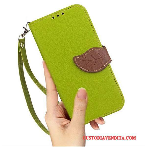 Custodia Lg K8 2017 Folio Verde, Cover Lg K8 2017 Pelle