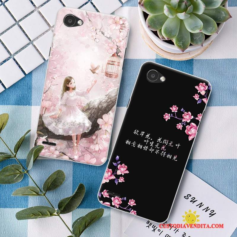 Custodia Lg Q6 Silicone Nero Rosa, Cover Lg Q6 Colore Piccola Tendenza