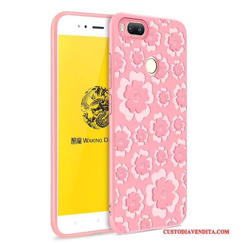 Custodia Mi 5x Goffratura Morbido Rosa, Cover Mi 5x Protezione Monocromatico Piccola