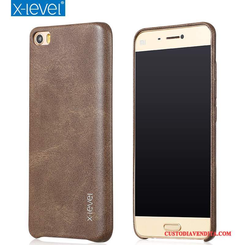 Custodia Mi 5x Pelle Chiaro Piccola, Cover Mi 5x Protezione Coperchio Posteriore Nuovo