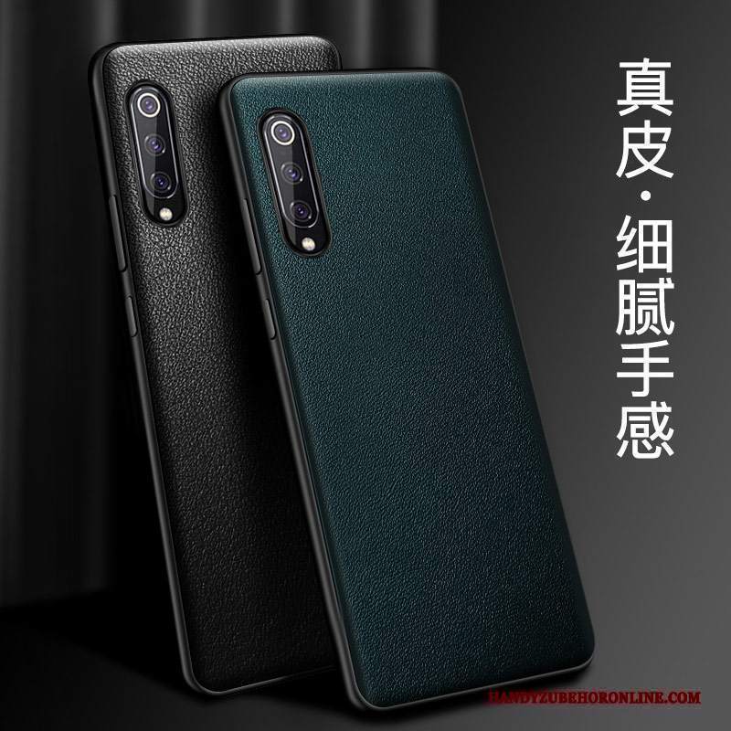 Custodia Mi 9 Lite Pelle High End Verde, Cover Mi 9 Lite Protezione Affari Morbido
