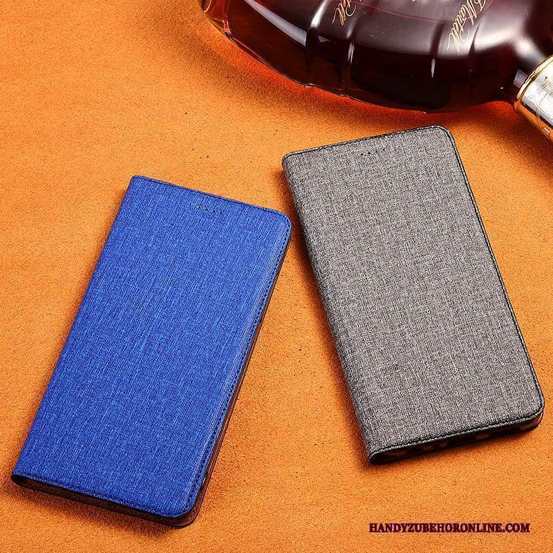 Custodia Mi 9 Lite Protezione Blu Nuovo, Cover Mi 9 Lite Folio Cotone E Lino Anti-caduta