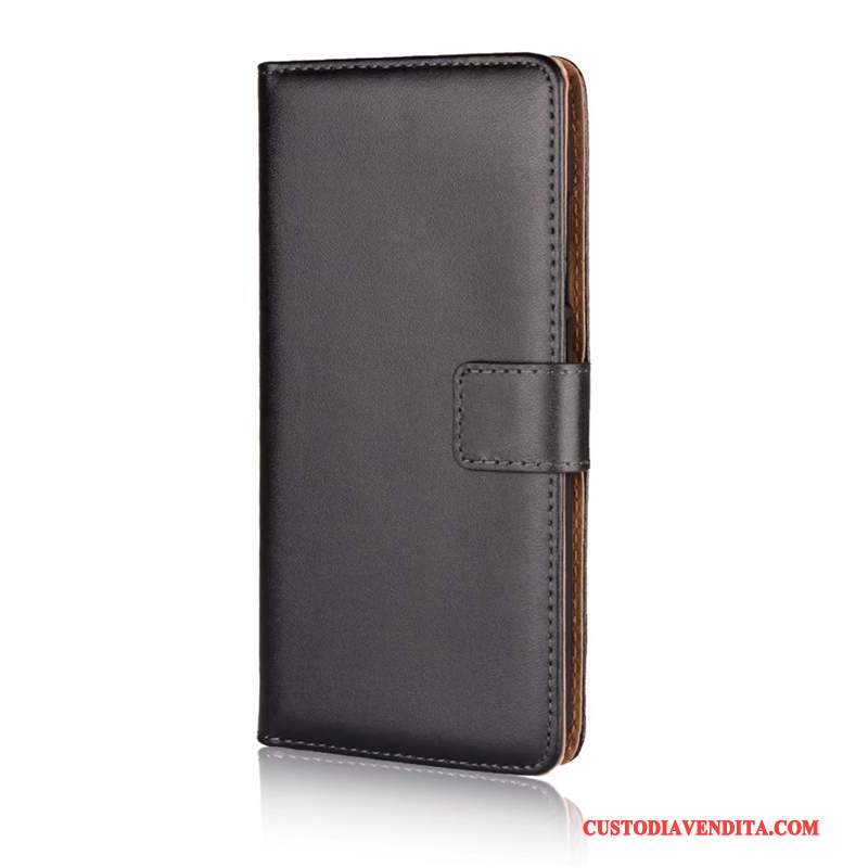 Custodia Mi A1 Pelle Carta Piccola, Cover Mi A1 Folio Telefono Nero