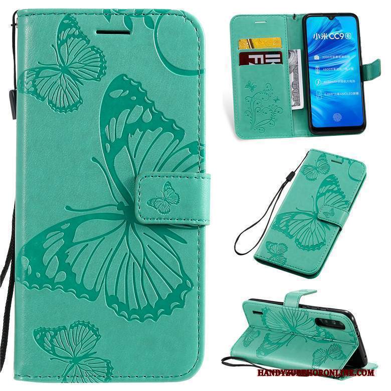 Custodia Mi A3 Protezione Piccolatelefono, Cover Mi A3 Pelle Tendenza Verde
