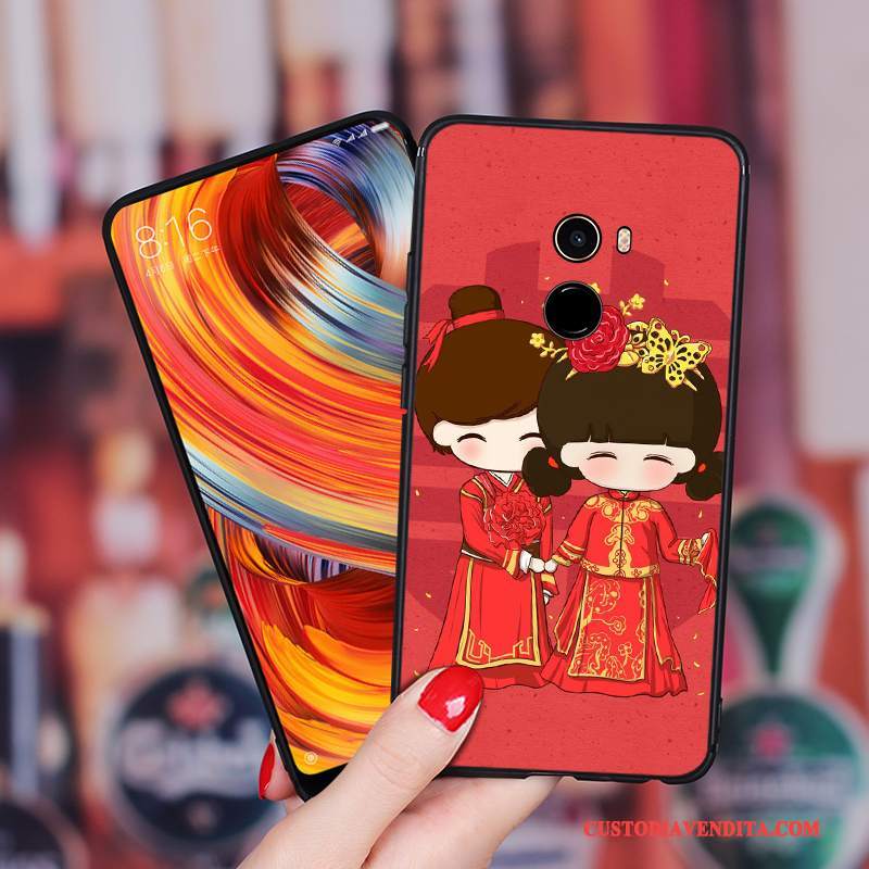 Custodia Mi Max 2 Protezione Tutto Incluso Stile Cinese, Cover Mi Max 2 Morbido Rosso