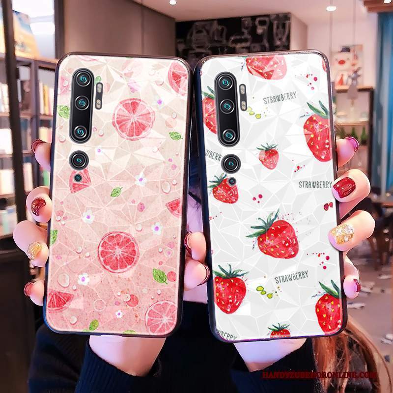 Custodia Mi Note 10 Cartone Animato Rosa Fresco, Cover Mi Note 10 Piccola Forma Del Diamante