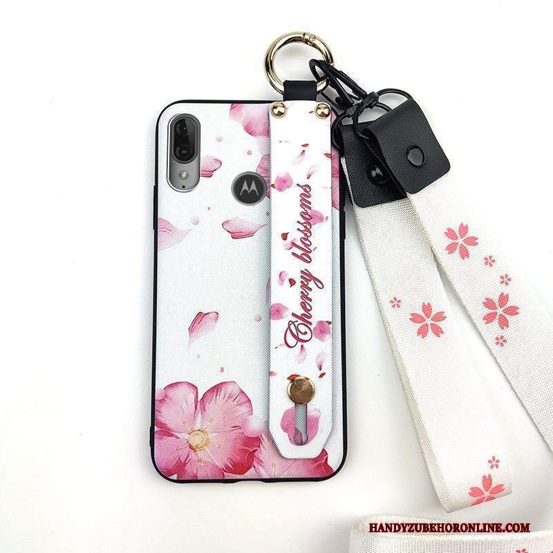 Custodia Moto E6 Plus Creativo Ornamenti Appesitelefono, Cover Moto E6 Plus Protezione Fresco Rosa