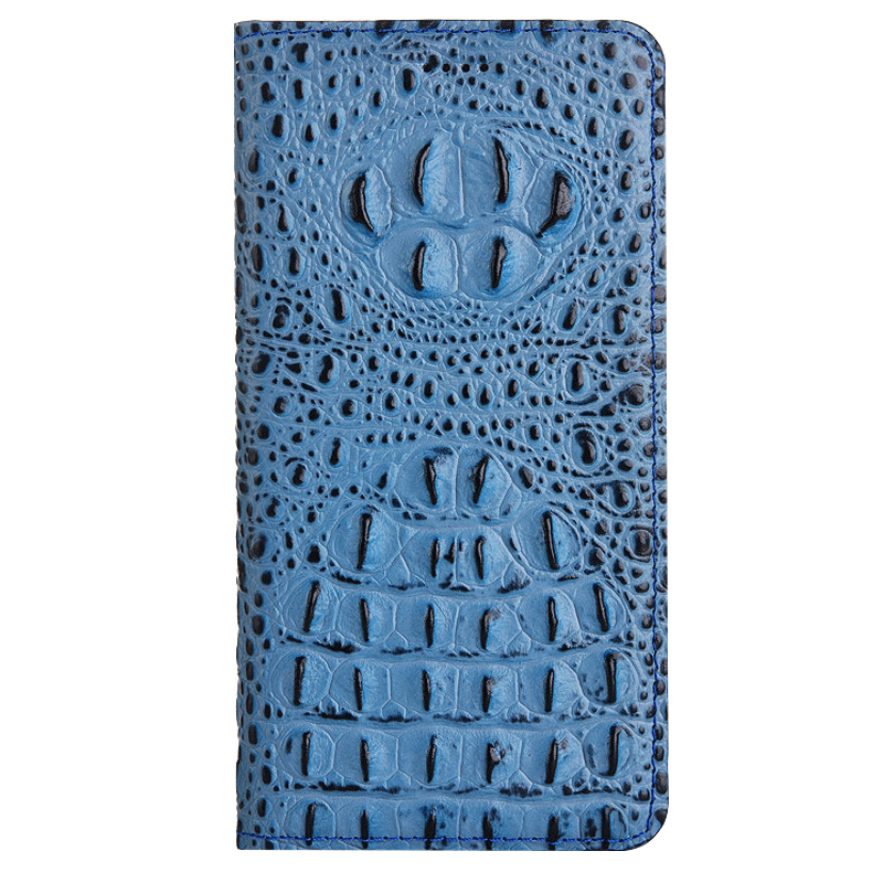 Custodia Moto G7 Pelle Blu Modello, Cover Moto G7 Protezione Telefono Modello Coccodrillo