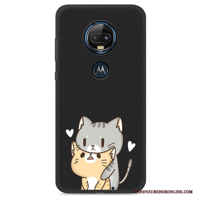Custodia Moto G7 Plus Protezione Telefono Nero, Cover Moto G7 Plus Cartone Animato Morbido Macchiati
