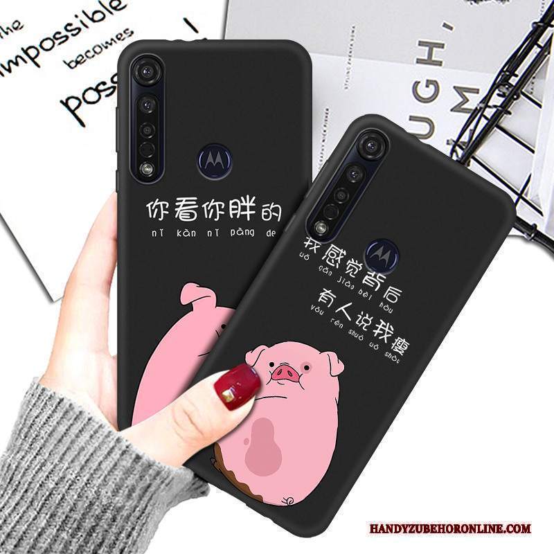 Custodia Moto G8 Plus Cartone Animato Telefono Morbido, Cover Moto G8 Plus Protezione Amanti Nero