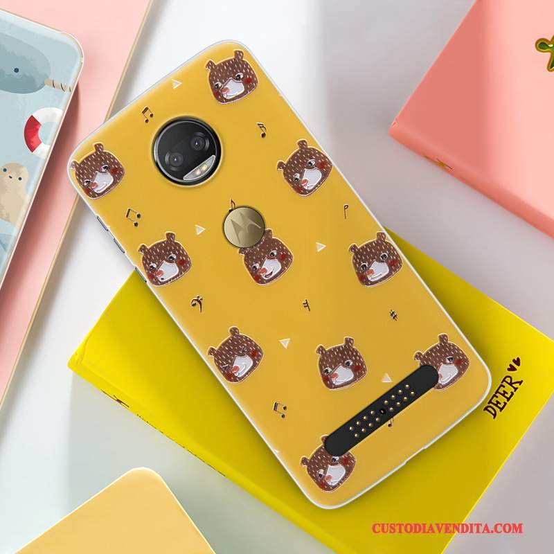 Custodia Moto Z 2018 Cartone Animato Tutto Incluso Giallo, Cover Moto Z 2018 Goffratura Telefono Anti-caduta