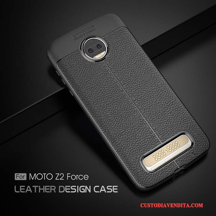 Custodia Moto Z2 Force Edition Silicone Morbido Nero, Cover Moto Z2 Force Edition Protezione Tutto Incluso Anti-caduta