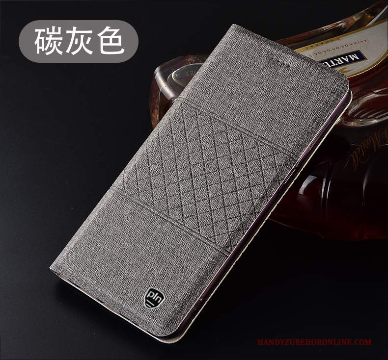 Custodia Motorola One Hyper Pelle Grigio Anti-caduta, Cover Motorola One Hyper Protezione Telefono Cotone E Lino