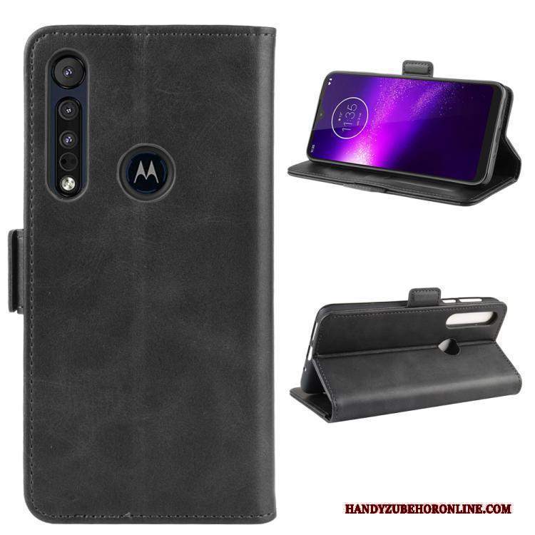 Custodia Motorola One Macro Pelle Piccola Modello, Cover Motorola One Macro Folio Tutto Incluso Nero