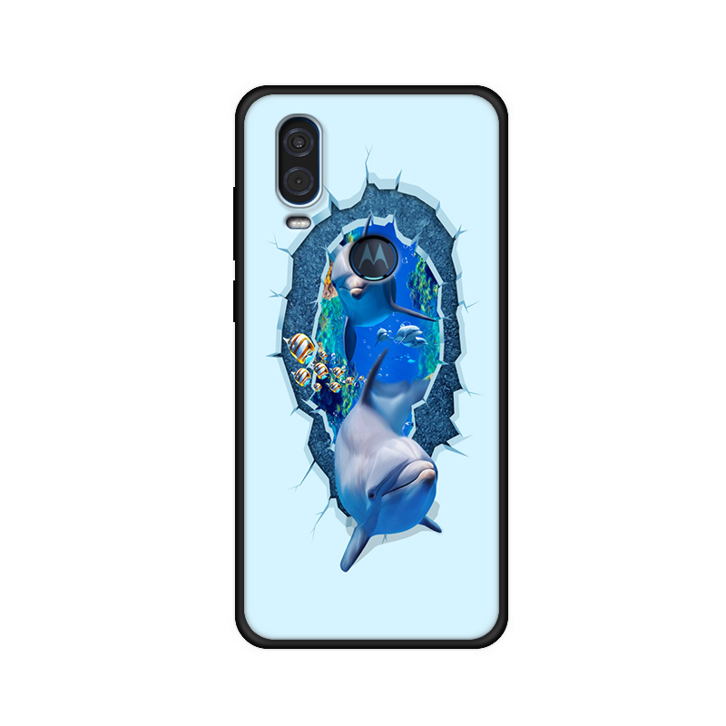 Custodia Motorola One Vision Silicone Pellicola Protettiva Morbido, Cover Motorola One Vision Protezione Blu Tutto Incluso