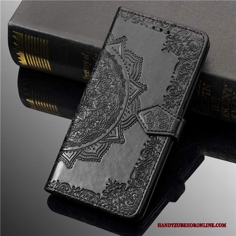 Custodia Motorola One Zoom Folio Ornamenti Appesitelefono, Cover Motorola One Zoom Goffratura Nero Goffratura