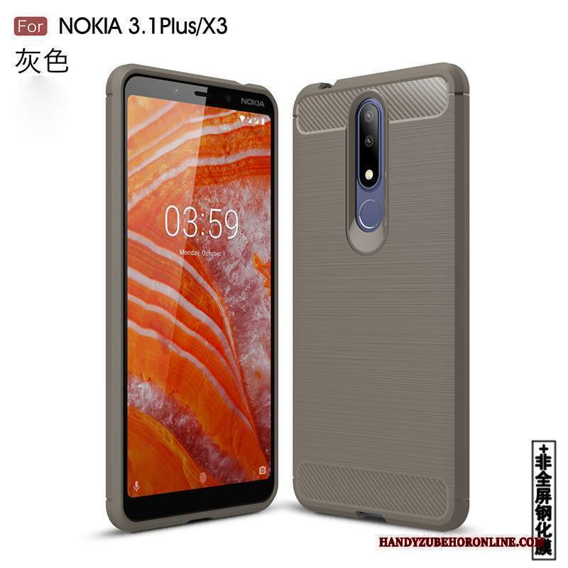 Custodia Nokia 3.1 Plus Silicone Tendenza Morbido, Cover Nokia 3.1 Plus Grigio Tutto Incluso