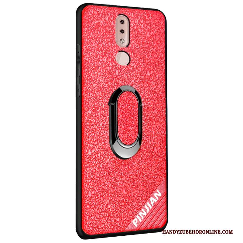 Custodia Nokia 4.2 Pelle Antiscivolo Modello, Cover Nokia 4.2 Goffratura Macchiati Rosso
