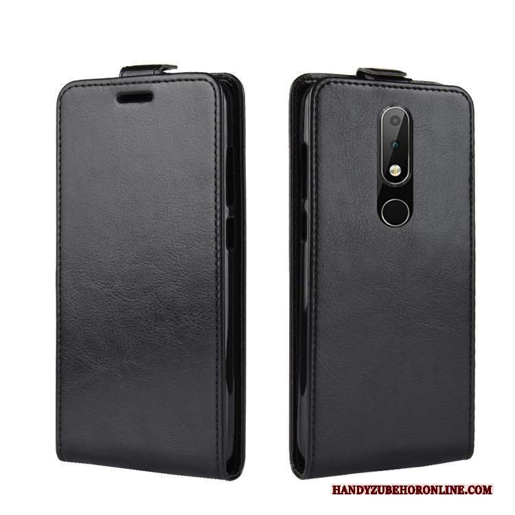 Custodia Nokia 5.1 Plus Pelle Carta Nero, Cover Nokia 5.1 Plus Folio Telefono
