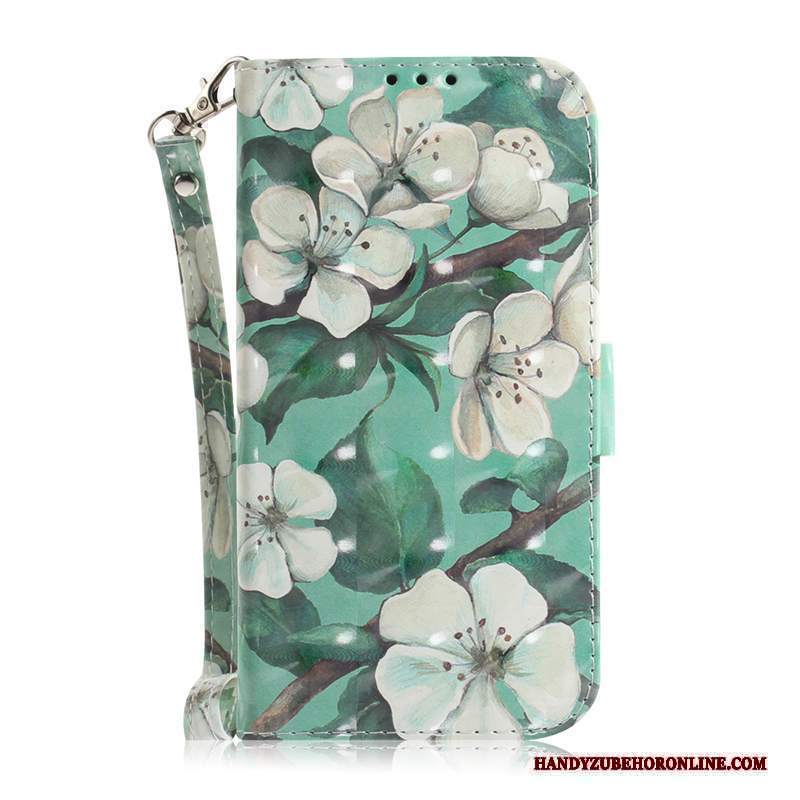 Custodia Nokia 5.1 Plus Pelle Fiori Giglio, Cover Nokia 5.1 Plus Folio Telefono Verde