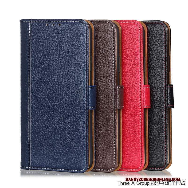 Custodia Nokia 5.3 Pelle Blu Scurotelefono, Cover Nokia 5.3 Folio Anti-caduta Litchi