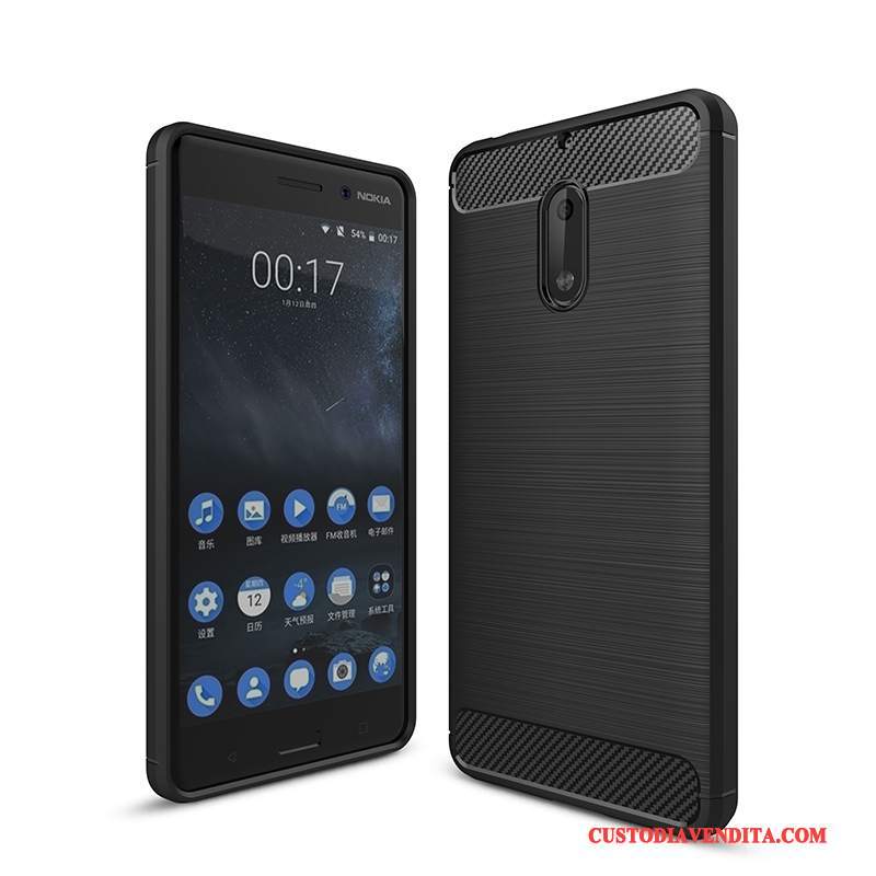 Custodia Nokia 5 Silicone Macchiatitelefono, Cover Nokia 5 Protezione Fibra Nero
