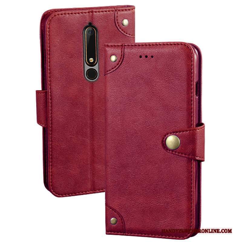 Custodia Nokia 6.1 Protezione Telefono Rosso, Cover Nokia 6.1 Creativo Carta Supporto